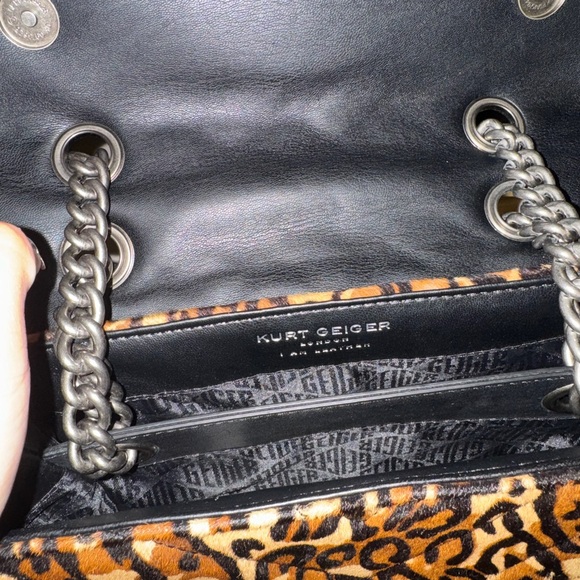 Kurt Geiger Quilted Black and Leopard Print Bag - Picture 4 of 4